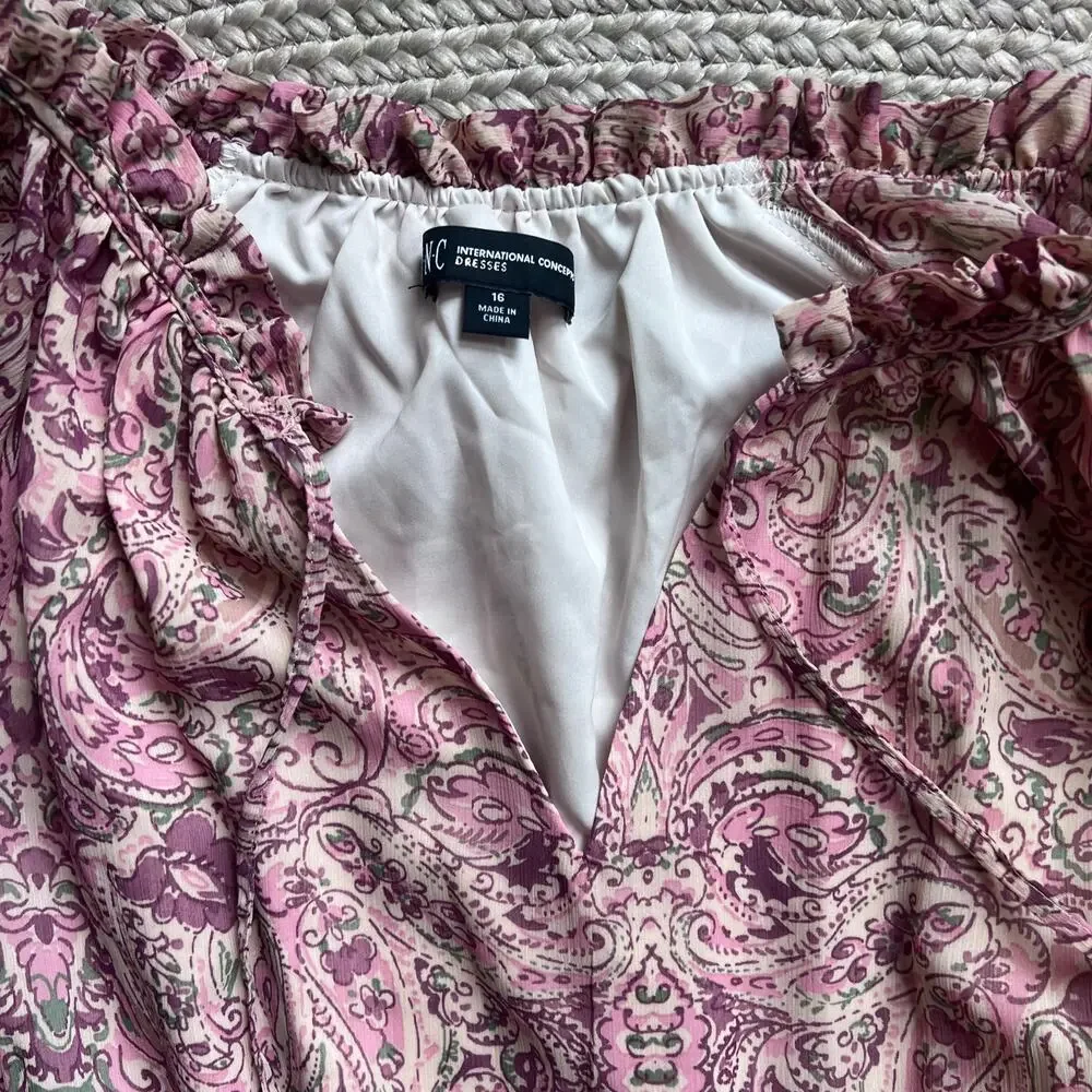 I.N.C. International Concepts Women's Paisley Flutter-Sleeve Midi Dress, Sz 16